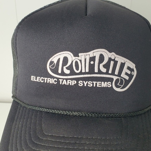 VTG Roll Rite Electric Tarp Systems Black Trucker Hat Semi Truck Snapback Cap - Picture 3 of 9